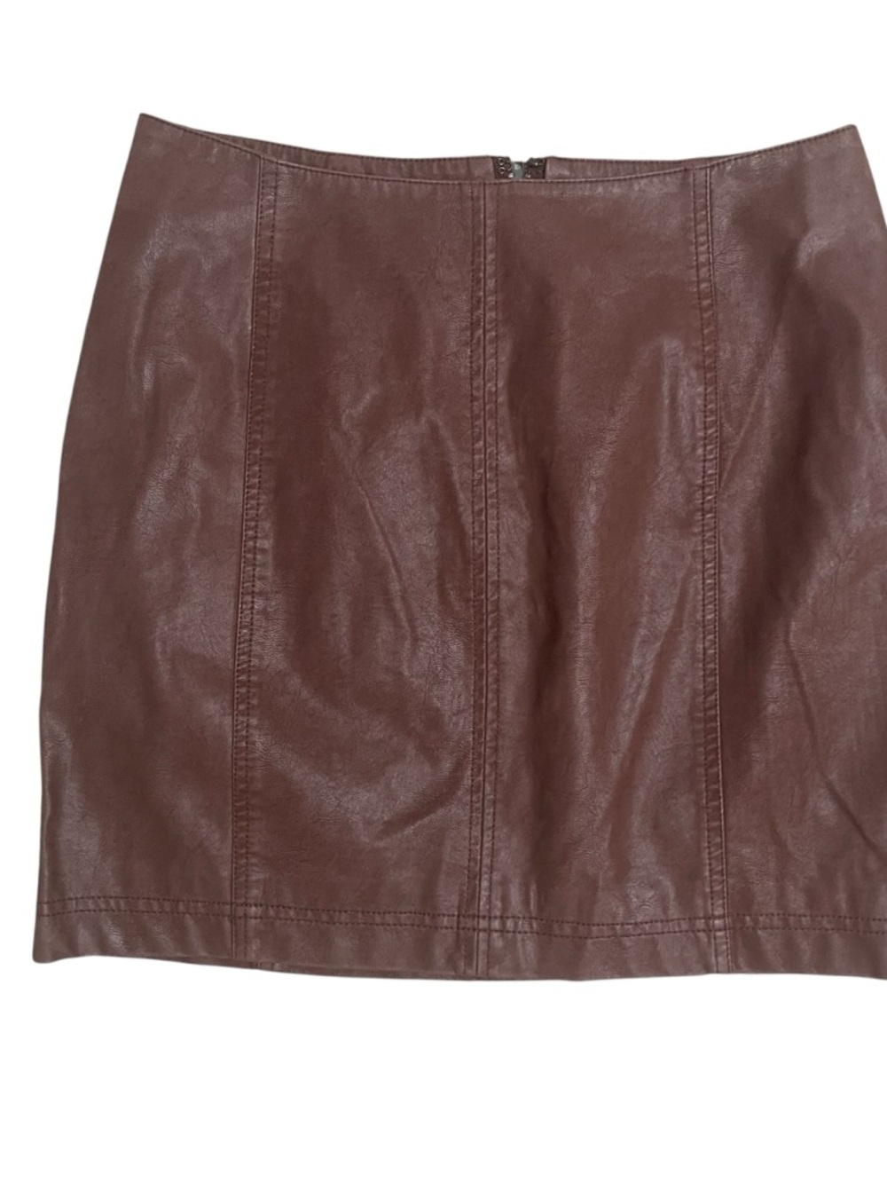 Free People Chocolate Brown Faux Leather Mini Skirt New Size 10